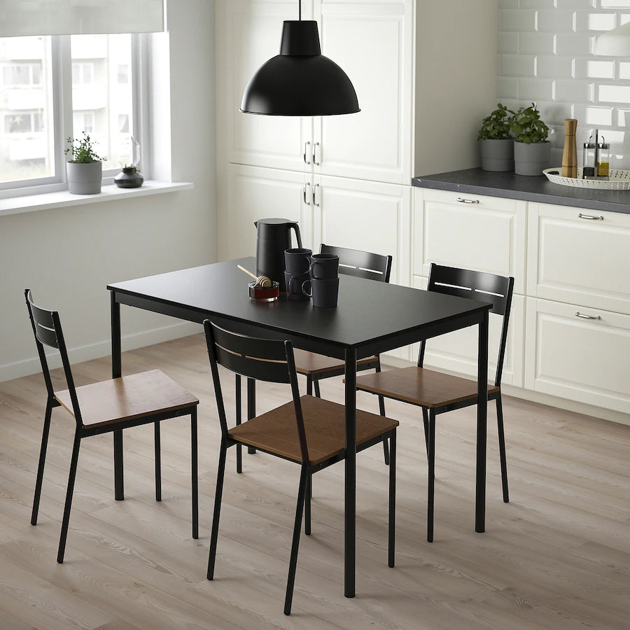 [pre-order] SANDSBERG / ADDE Table and 4 chairs, black/black, 110x67 cm
