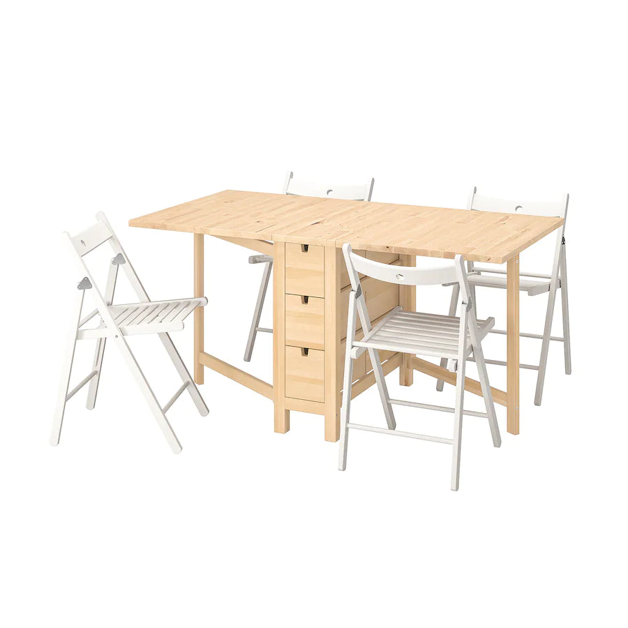 [pre-order] NORDEN / TERJE Table and 4 chairs, foldable white/white, 26/89/152 cm