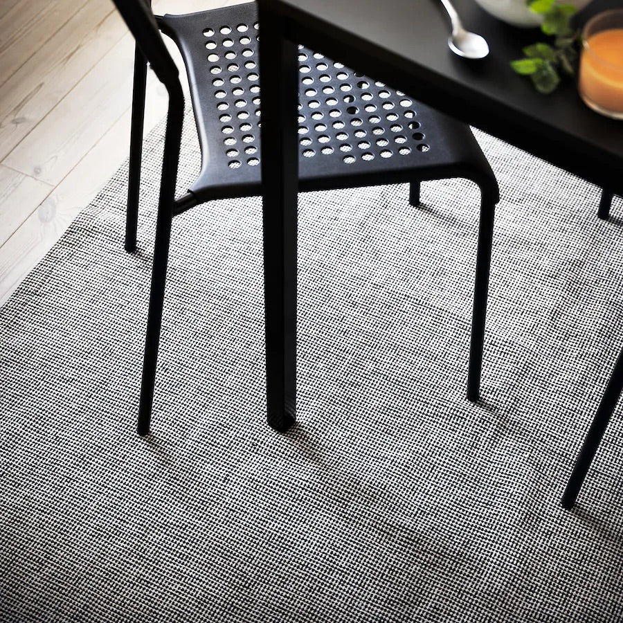 TIPHEDE Rug, flatwoven, black/natural155x220 cm