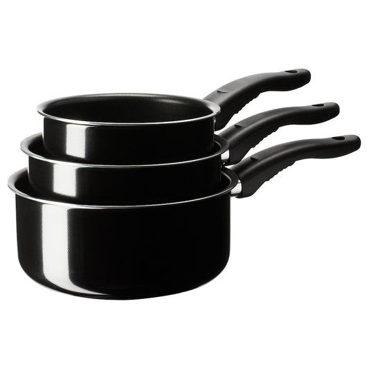 KAVALKAD saucepan, set of 3, black