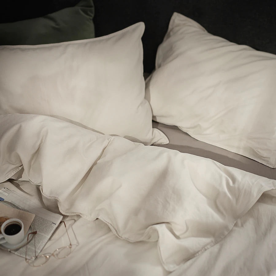 ÄNGSLILJA Duvet cover and pillowcase, light grey-beige150x200/50x80 cm