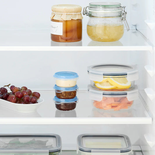 PRUTA Food container, transparent/blue, 70 ml