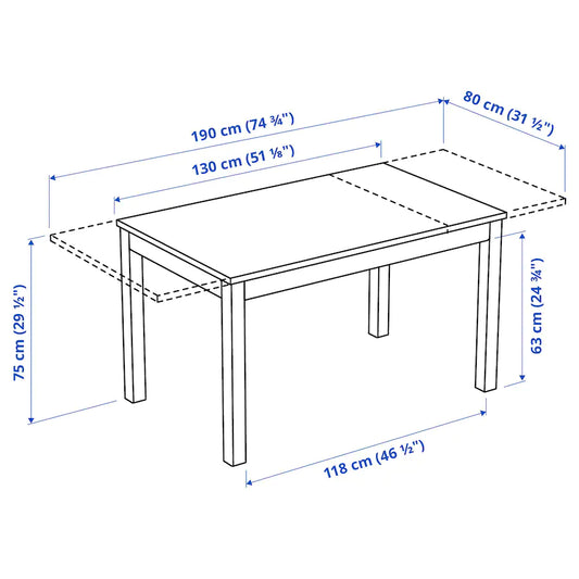 [pre-order] LANEBERG / STEFAN Table and 4 chairs, brown/brown-black, 130/190x80 cm