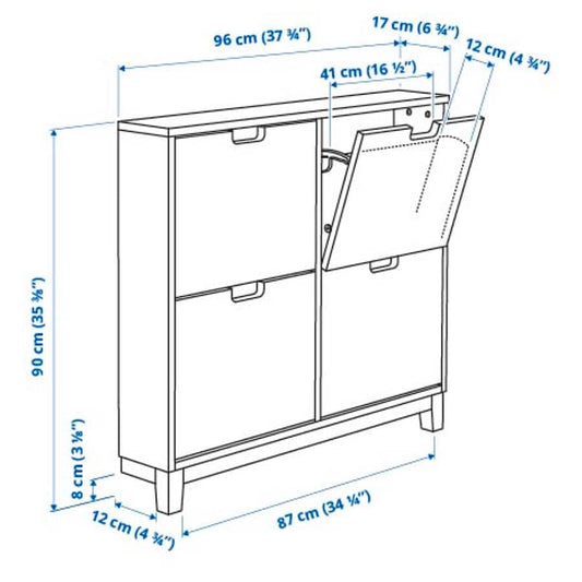 [pre-order] IKEA STÄLL Shoe cabinet with 4 compartments, white, 96x17x90 cm