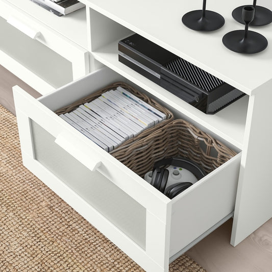 BRIMNES TV bench, white, 120x41x53 cm