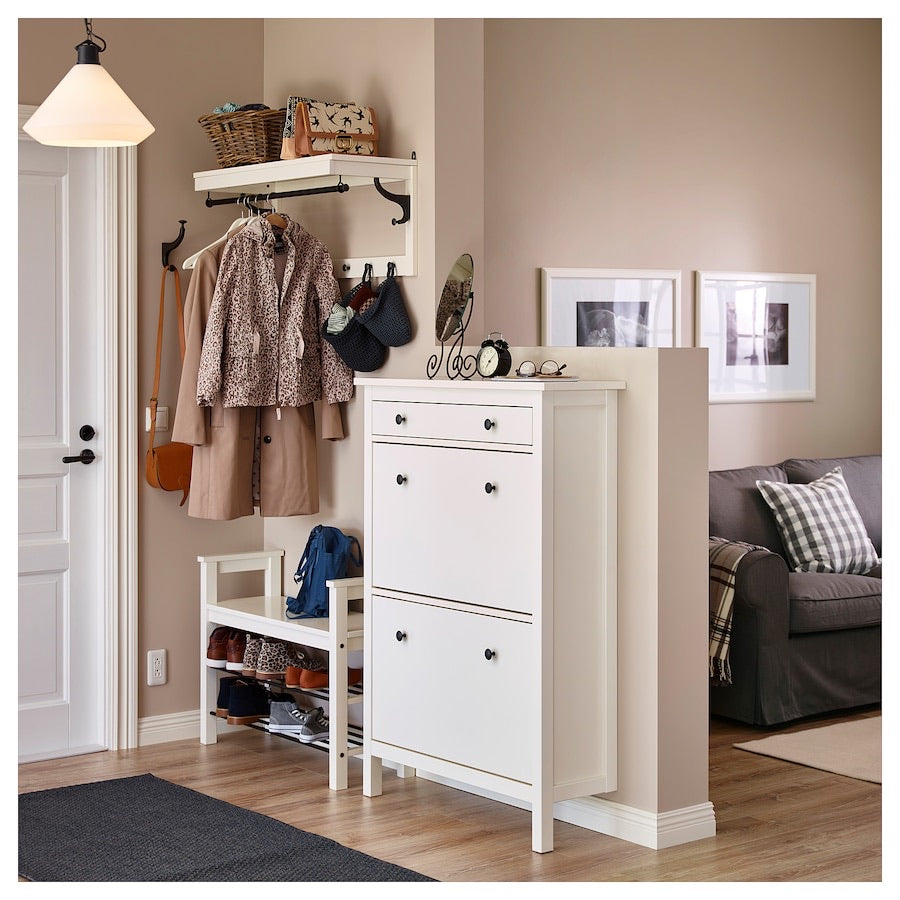[pre-order] IKEA HEMNES Shoe cabinet with 2 compartments, white, 89x30x127 cm