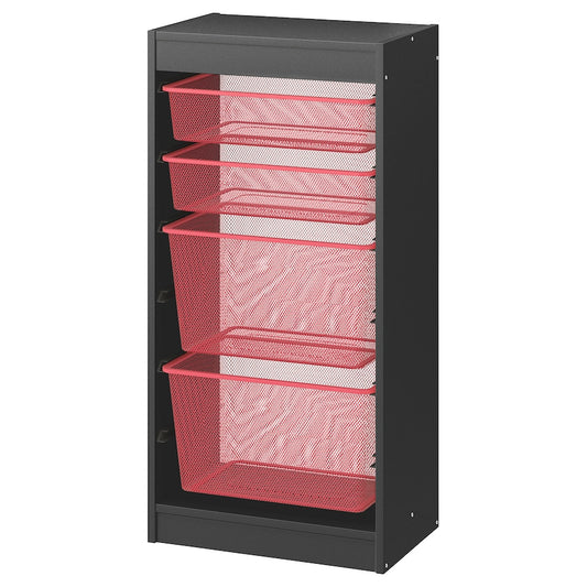 IKEA TROFAST Storage combination with boxes, grey/light red, 46x30x95 cm