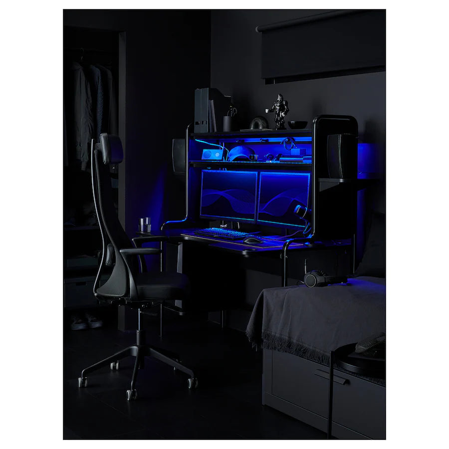 [pre-order] IKEA FREDDE Gaming desk, black, 140/185x74x146 cm