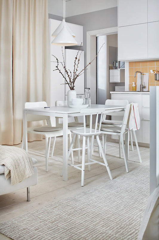 [pre-order] MELLTORP / TEODORES Table and 4 chairs, white, 125 cm