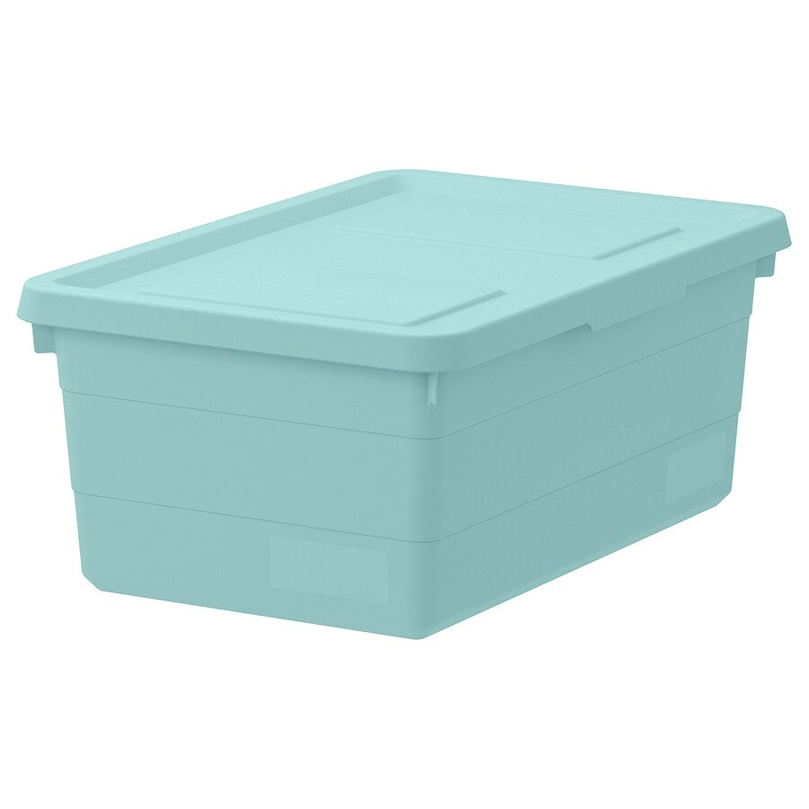 SOCKERBIT Storage box with lid, light blue38x25x15 cm