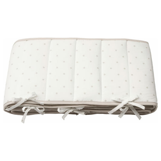 LENAST Bumper pad, dotted/white grey60x120 cm