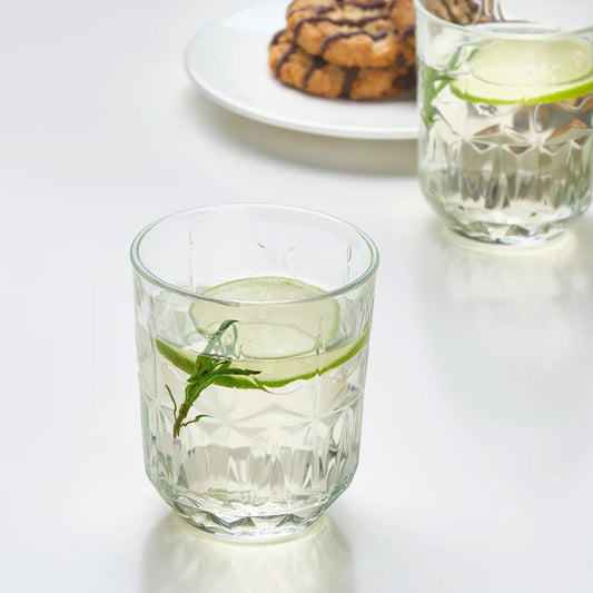SÄLLSKAPLIG Glass, clear glass/patterned9 oz