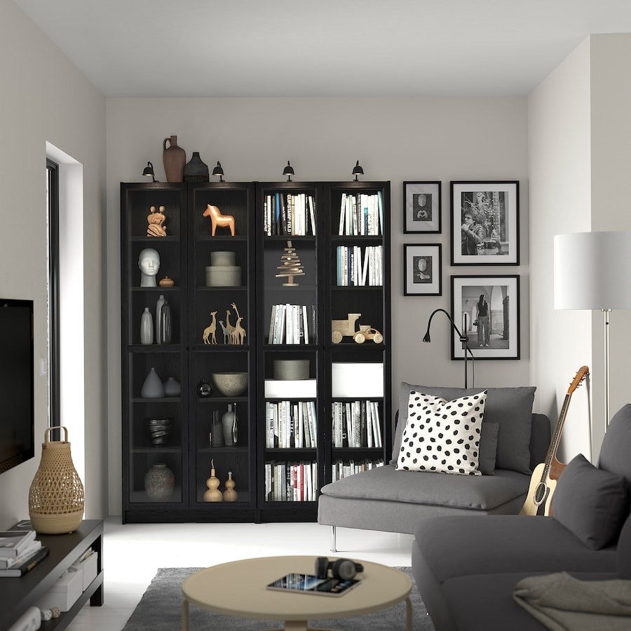 BILLY/OXBERG Bookcase w glass doors,160x202 cm