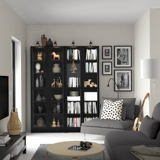 BILLY/OXBERG Bookcase w glass doors,160x202 cm