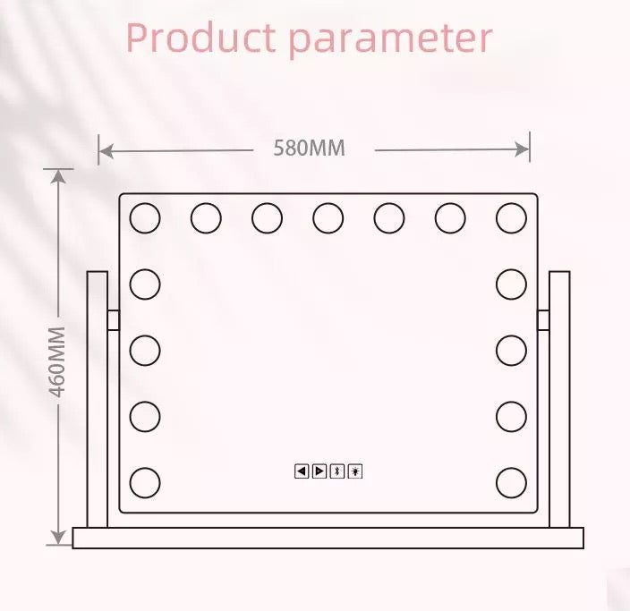PRIDĒ Vanity mirror 15 LED bulbs,  58 x 46 cm