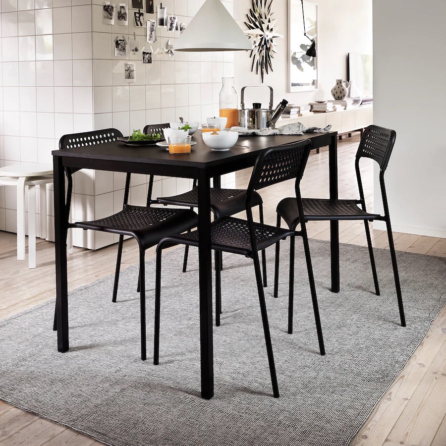 TIPHEDE Rug, flatwoven, black/natural155x220 cm