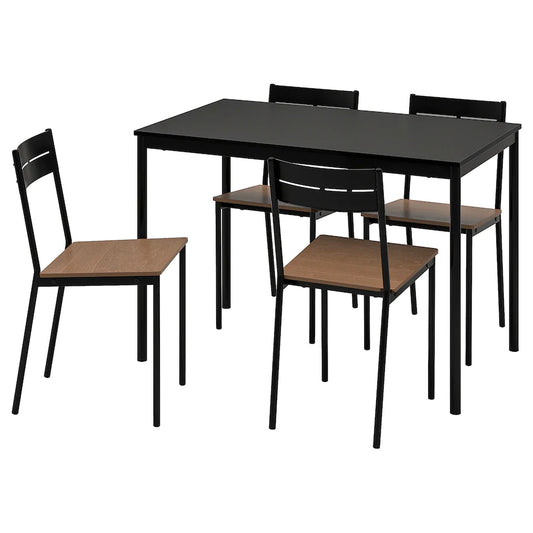 [pre-order] SANDSBERG / ADDE Table and 4 chairs, black/black, 110x67 cm