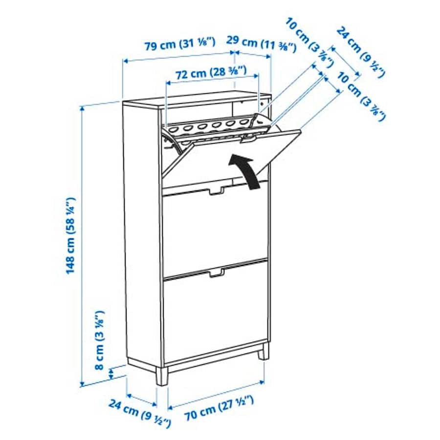 [pre-order] IKEA STÄLL Shoe cabinet with 3 compartments, white, 79x29x148 cm