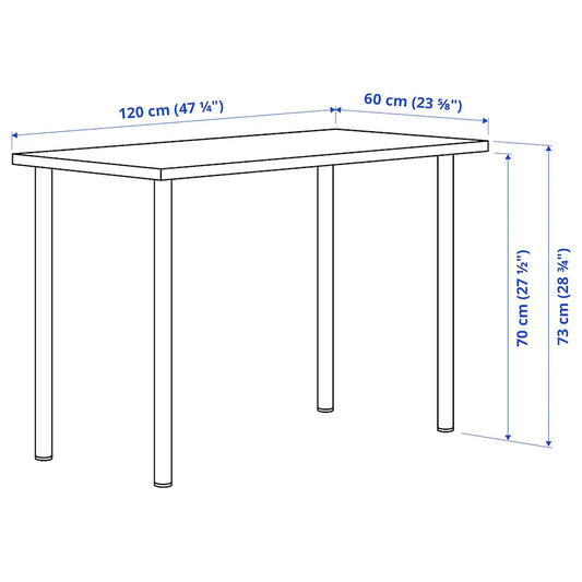LAGKAPTEN / ADILS Desk, white stained oak effect/white, 120x60 cm