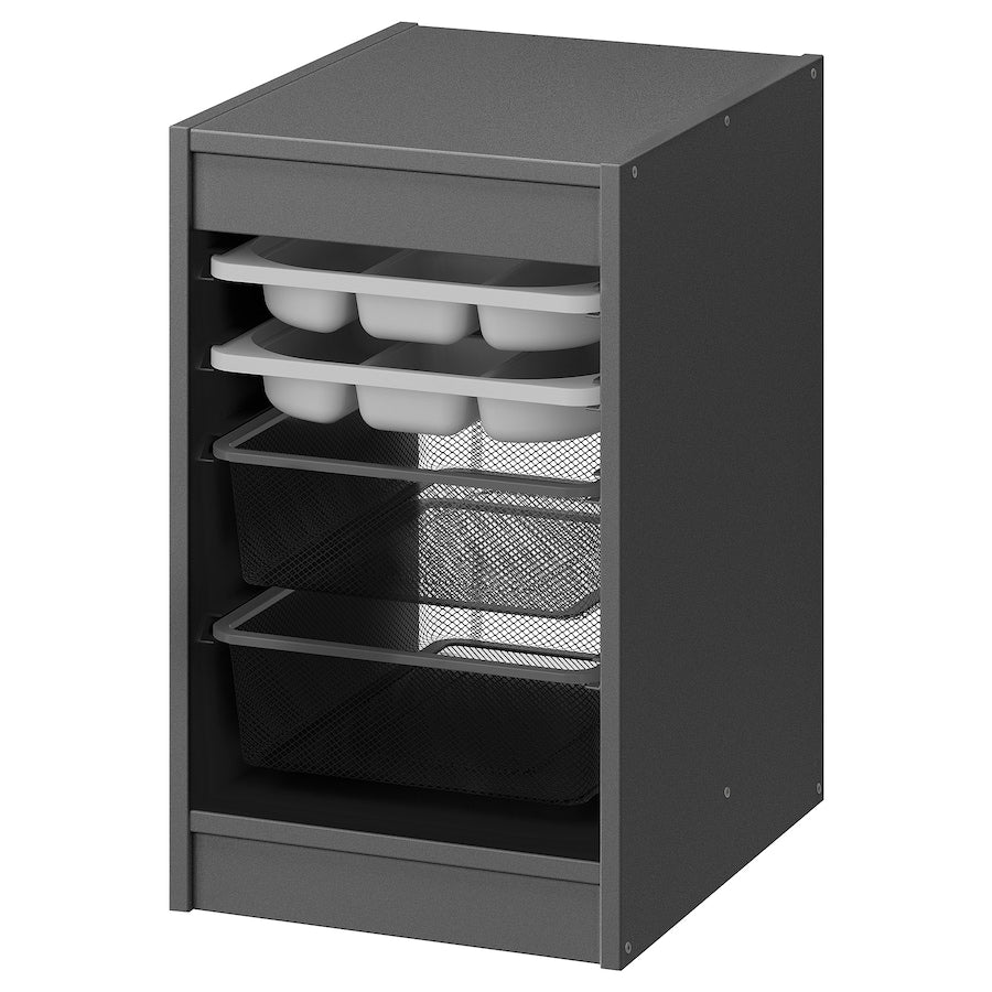IKEA TROFAST Storage combination w boxes/trays, grey grey/dark grey, 34x44x56 cm