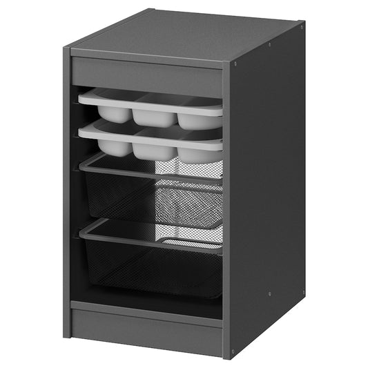 IKEA TROFAST Storage combination w boxes/trays, grey grey/dark grey, 34x44x56 cm