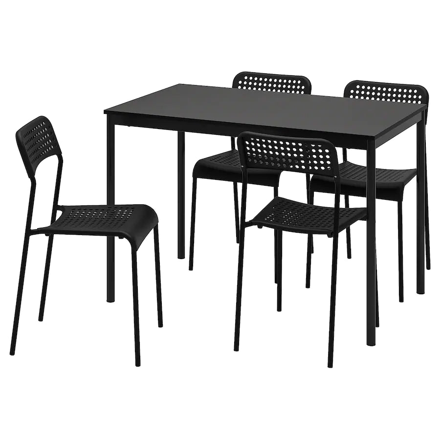 [pre-order] SANDSBERG / ADDE Table and 4 chairs, black/black, 110x67 cm