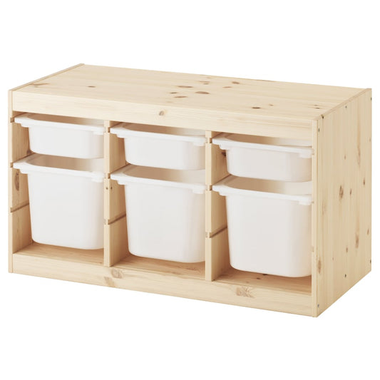 IKEA TROFAST Storage combination with boxes, light white stained pine/white, 93x44x53 cm