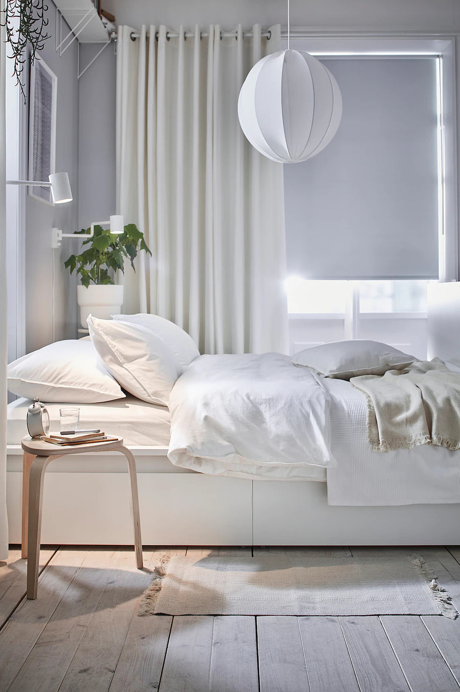 MERETE Room darkening curtains, 1 pair, white, 145x250 cm