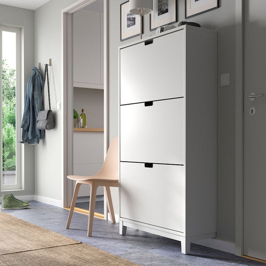[pre-order] IKEA STÄLL Shoe cabinet with 3 compartments, white, 79x29x148 cm