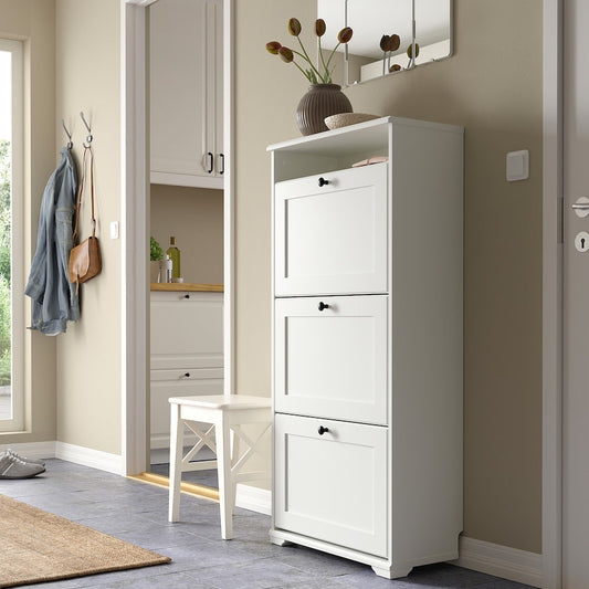 [pre-order] IKEA BRUSALI Shoe cabinet with 3 compartments, white, 61x30x130 cm