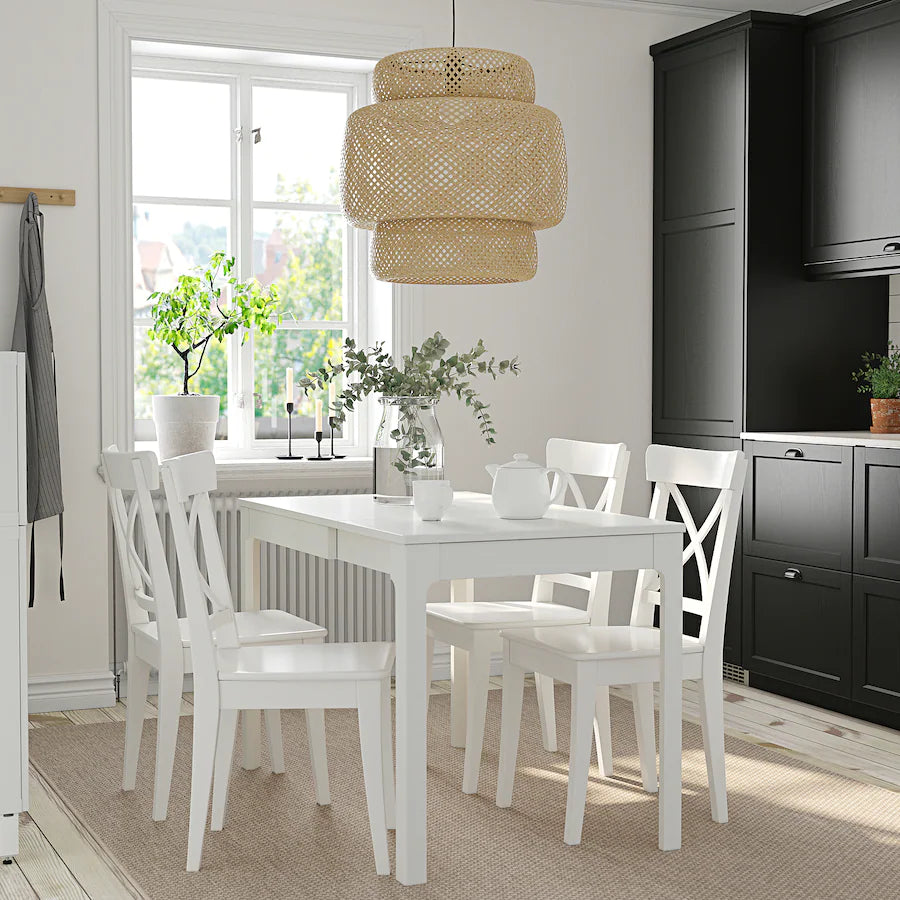 [pre-order] EKEDALEN / INGOLF Table and 4 chairs, white/white, 80/120 cm