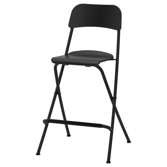 [pre-order] FRANKLIN Bar stool with backrest, foldable, black/black, 63 cm