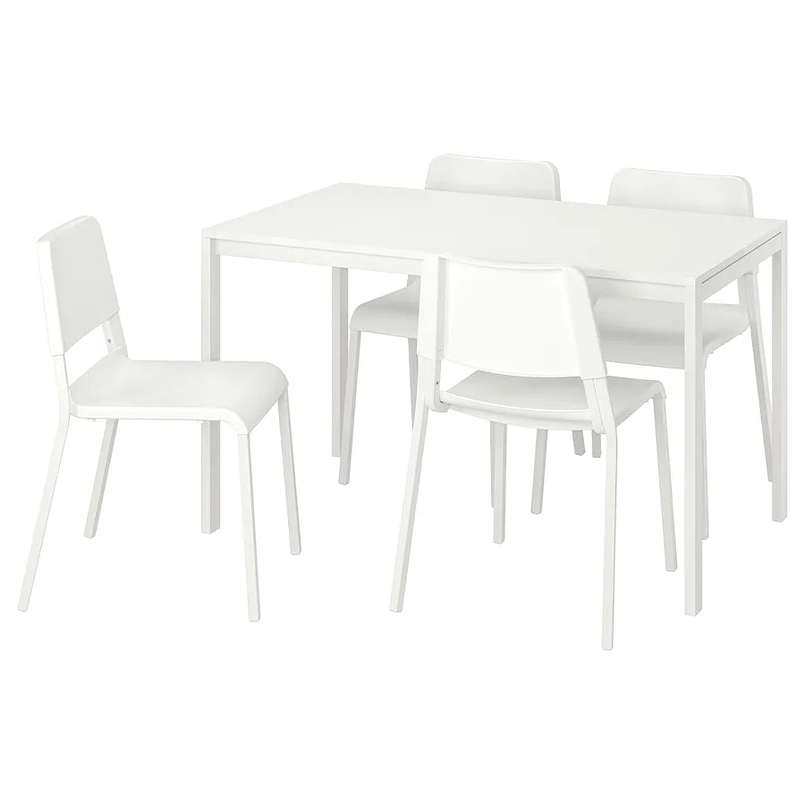 [pre-order] MELLTORP / TEODORES Table and 4 chairs, white, 125 cm